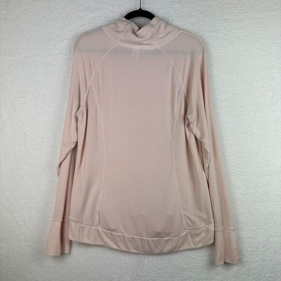 2/$30 Yogalicious Pullover Sweatshirt Size L Pink Stretch Funnel Neck Lounge - Picture 10 of 10